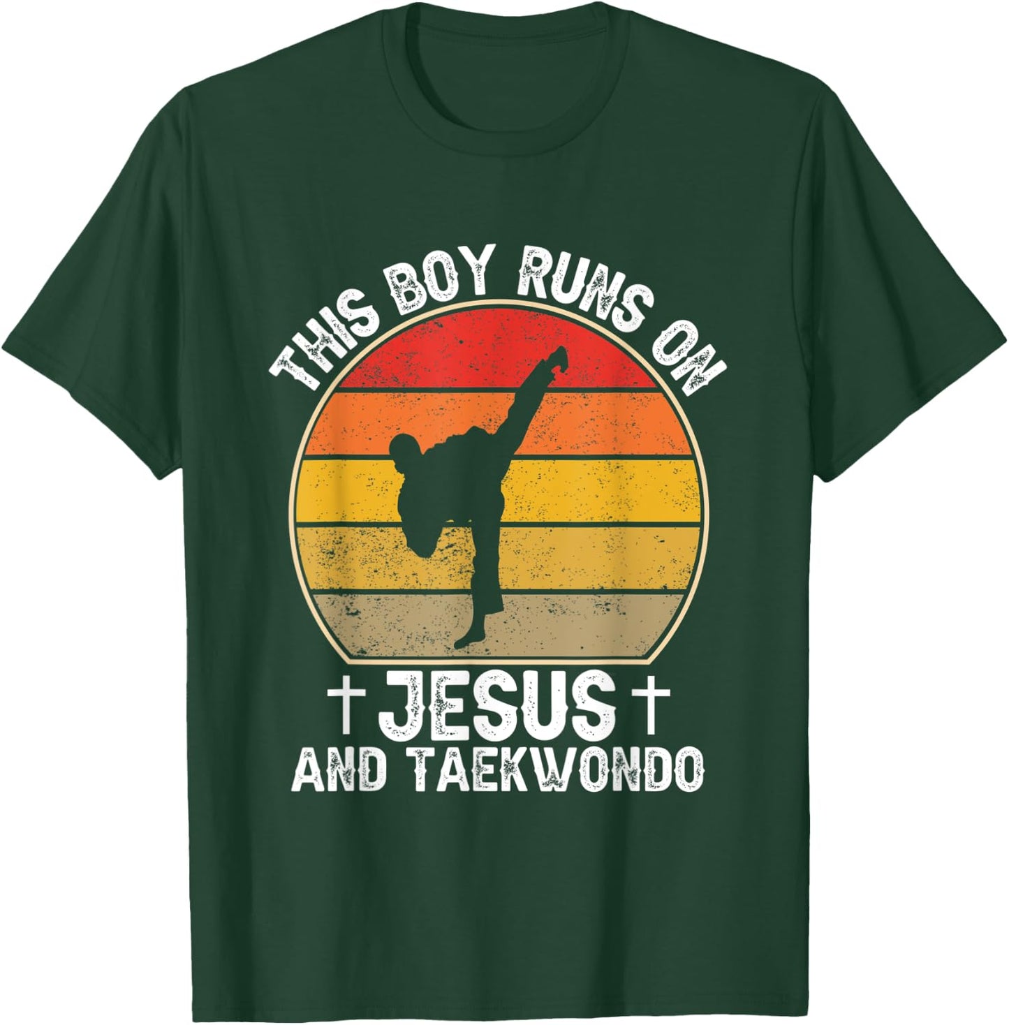 This Boy Runs On Jesus And Taekwondo - Christian Taekwondo T-Shirt - T-Shirt | Forest
