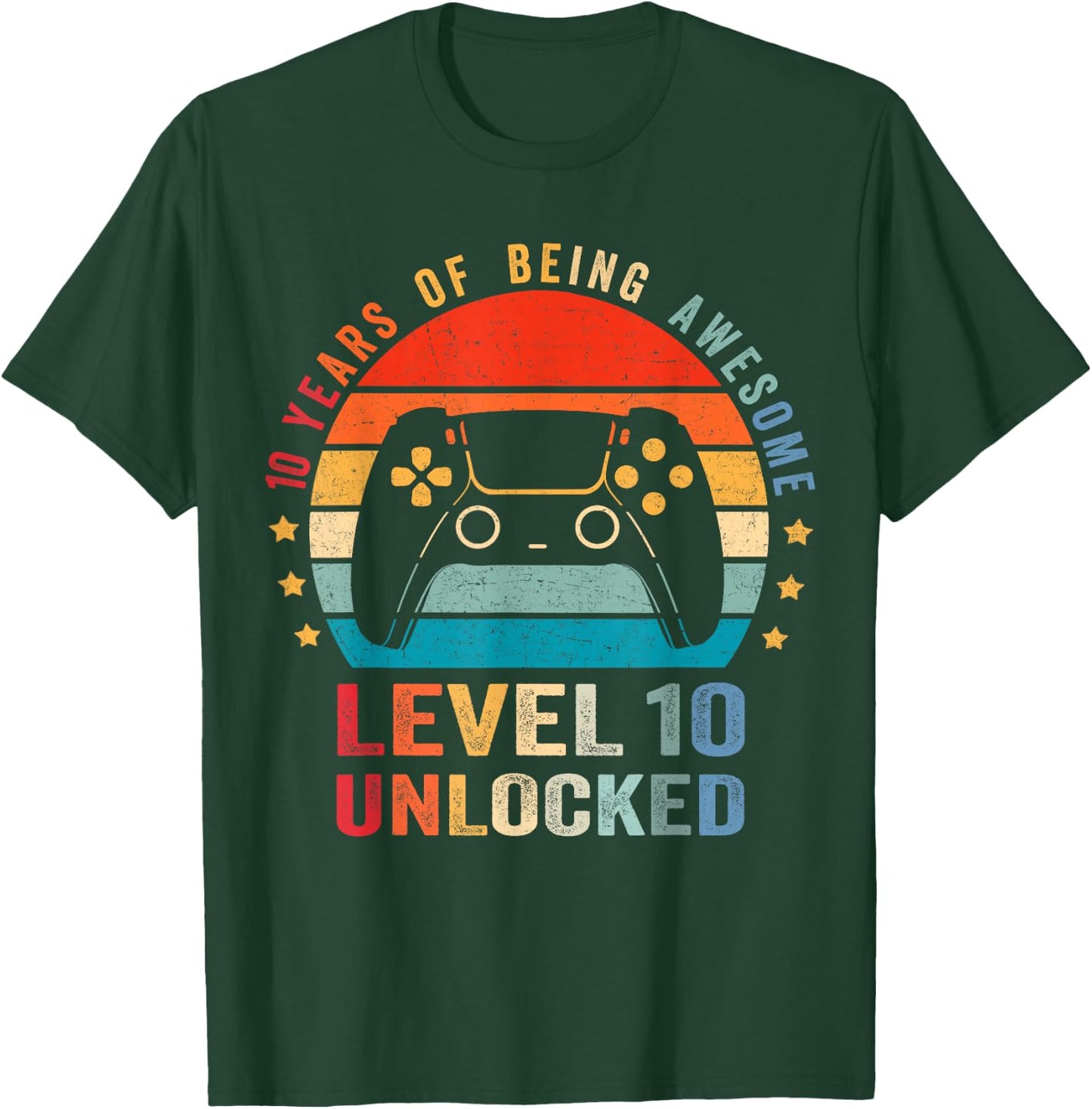 Level 10 Unlocked Shirt Funny Video Gamer 10th Birthday Gift T-Shirt - T-Shirt | Forest