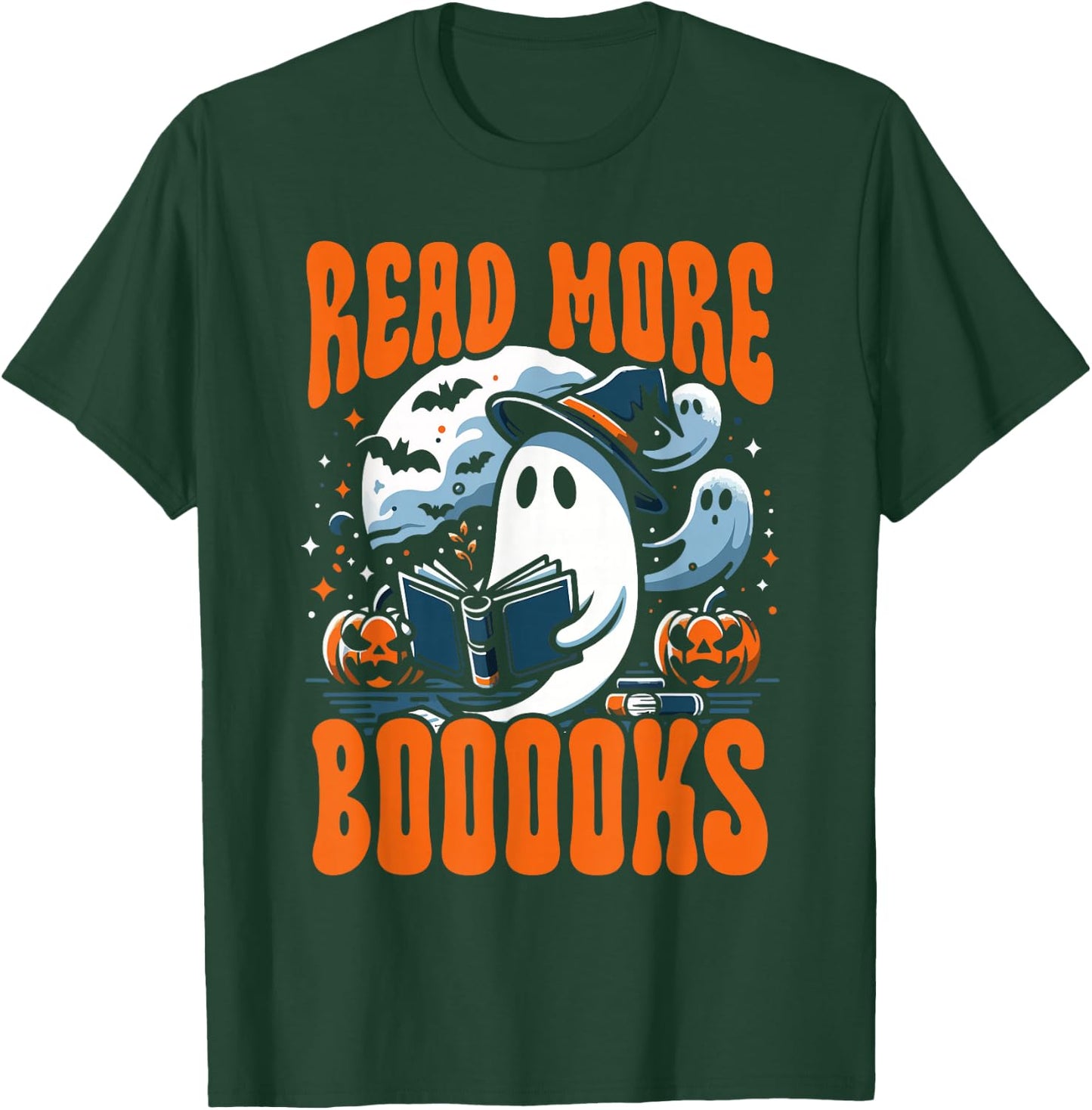 Halloween Book Lover Ghost Boo Pun Read More Boooks T-Shirt - T-Shirt | Forest