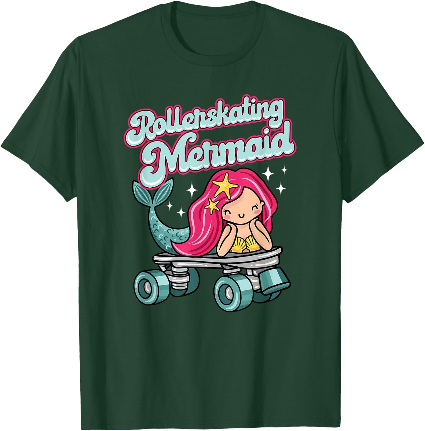 Roller Skating Mermaid Cute Adorable Mermaid On Roller Skate T-Shirt - T-Shirt | Forest