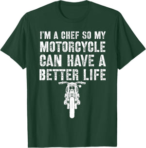 Funny Motorcycle Chef Cooking Shirt Culinary Gift T-Shirt - T-Shirt | Forest