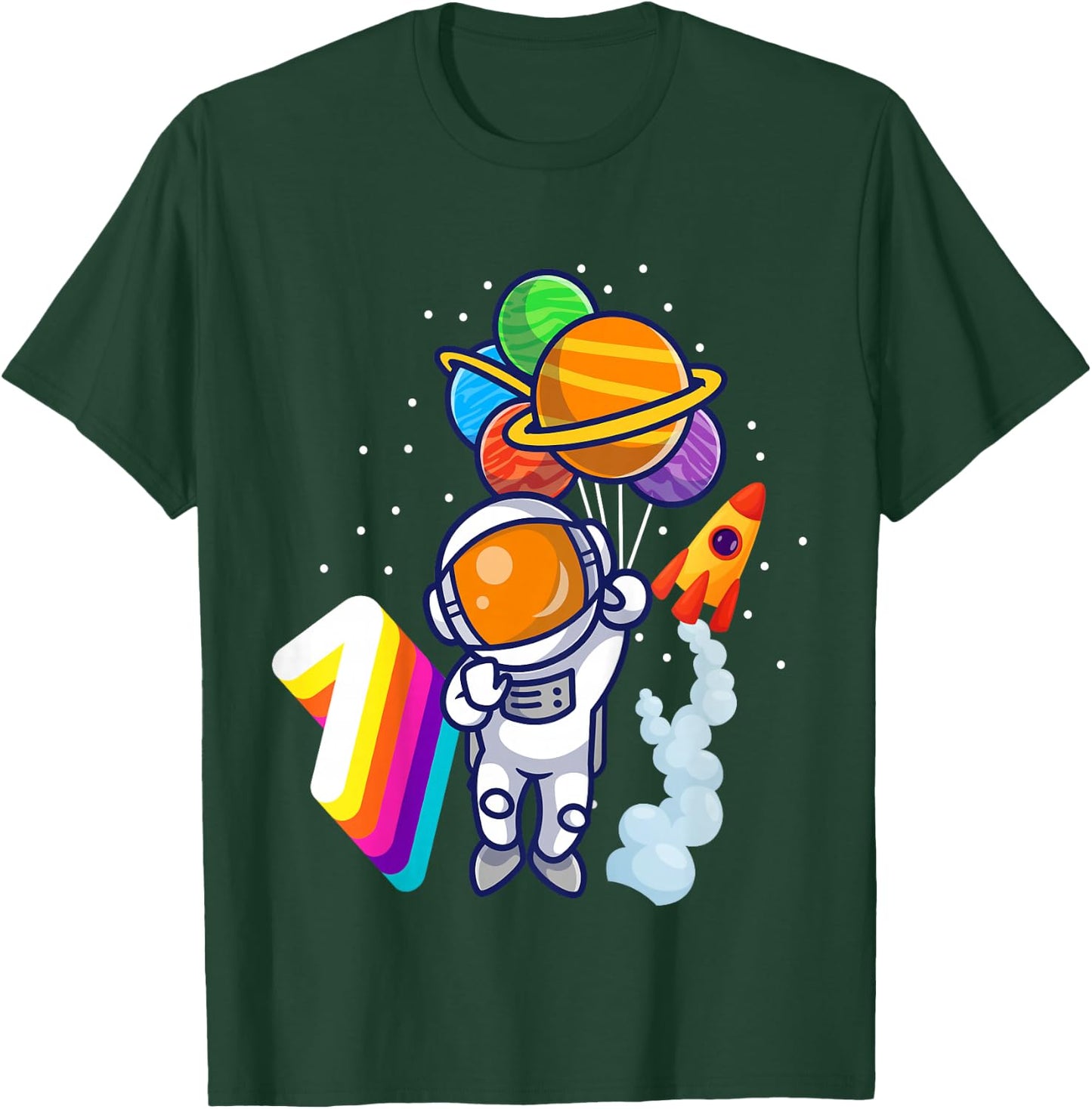 1st Birthday Boy Astronaut 1 Year Space Travel Space T-Shirt - T-Shirt | Forest