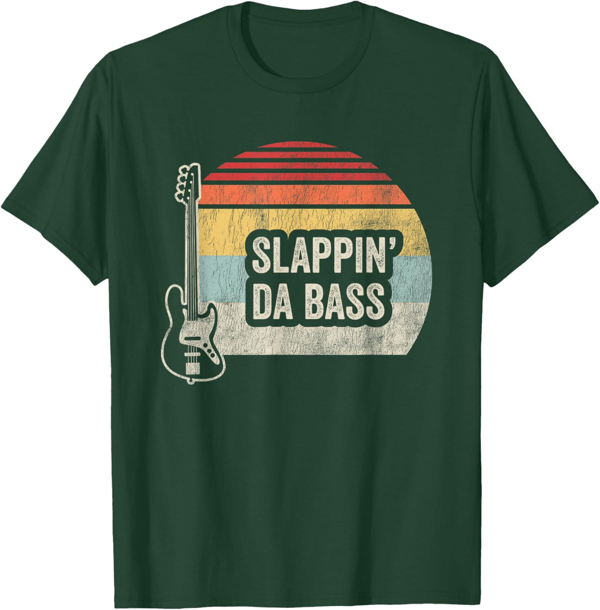 Slappin Da Bass Funny Bass Guitar Player Musician Retro T-Shirt - T-Shirt | Forest