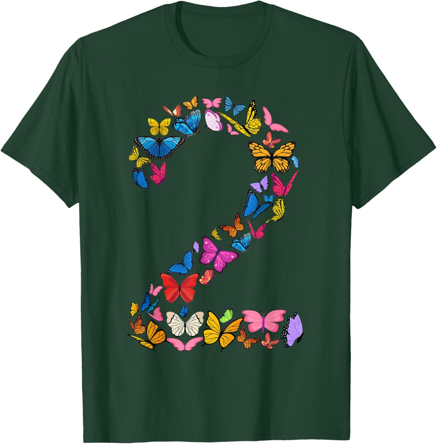 2nd Birthday Butterflies 2 Years Old Girls Butterfly lover T-Shirt - T-Shirt | Forest