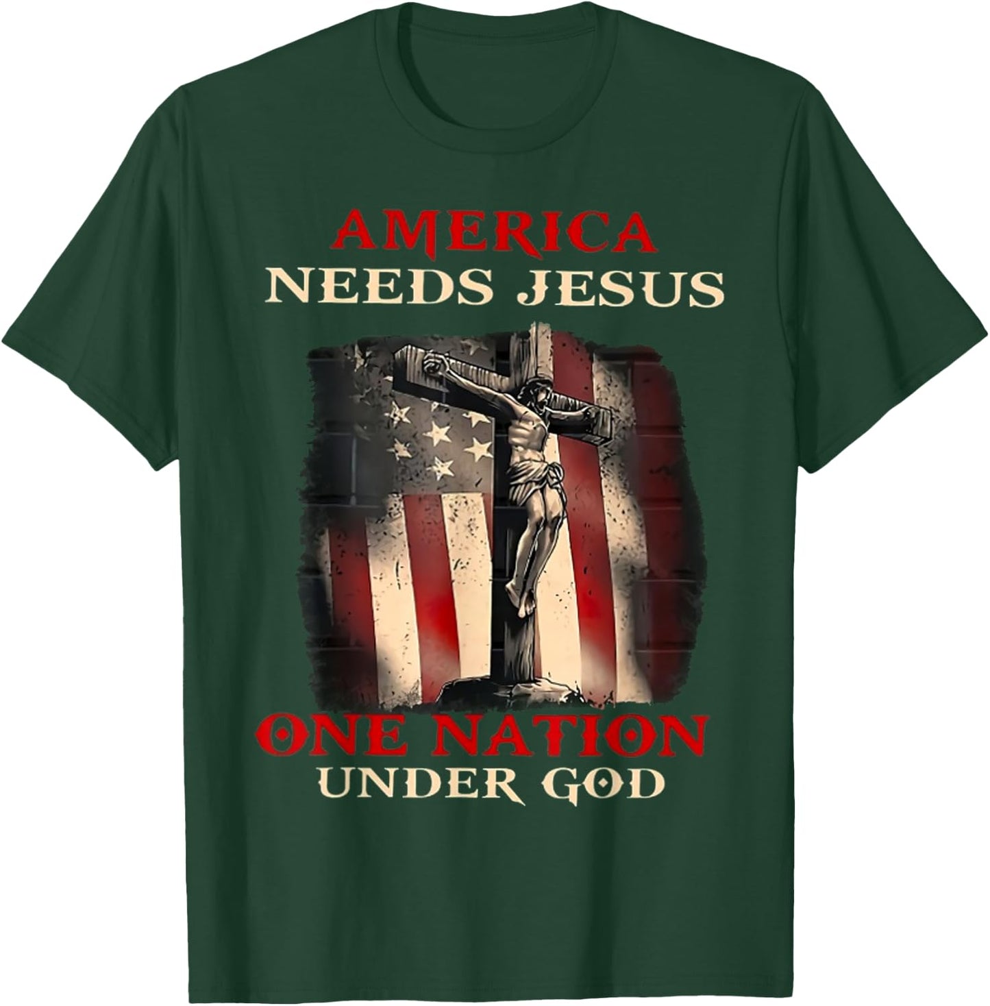 America Needs Jesus One Nation Under God T-Shirt - T-Shirt | Forest