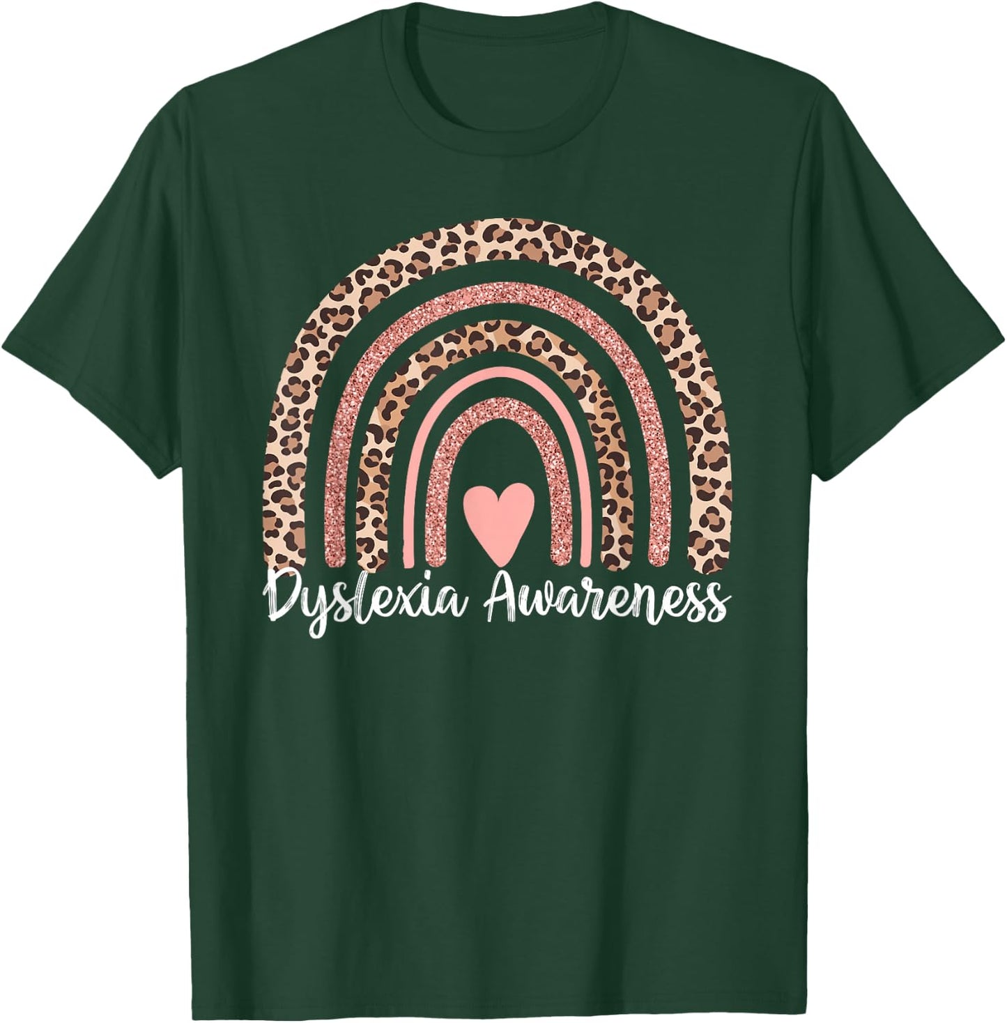 Leopard Rainbow Dyslexia Awareness T-Shirt - T-Shirt | Forest