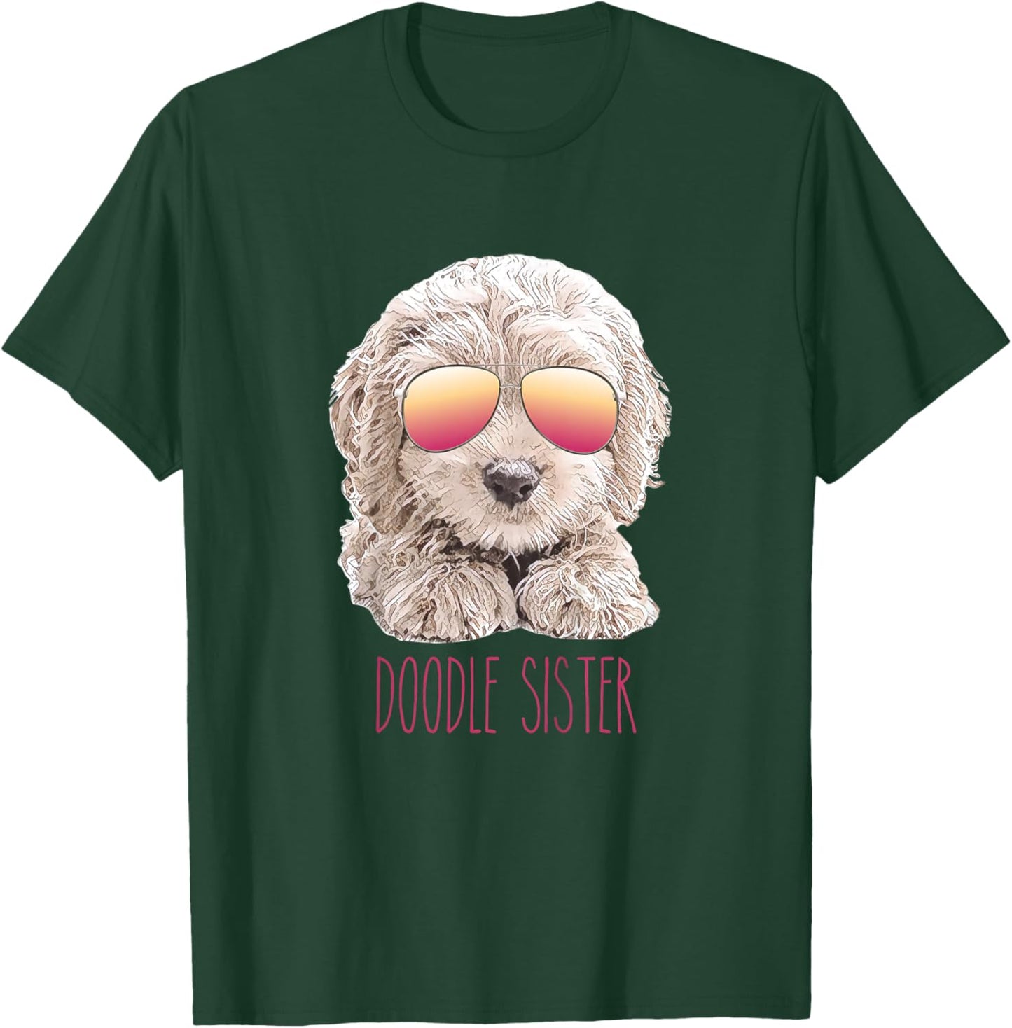 Kids Girls Doodle Sister, Valentine's Day Gift Girl, Cute Dog T-Shirt - T-Shirt | Forest