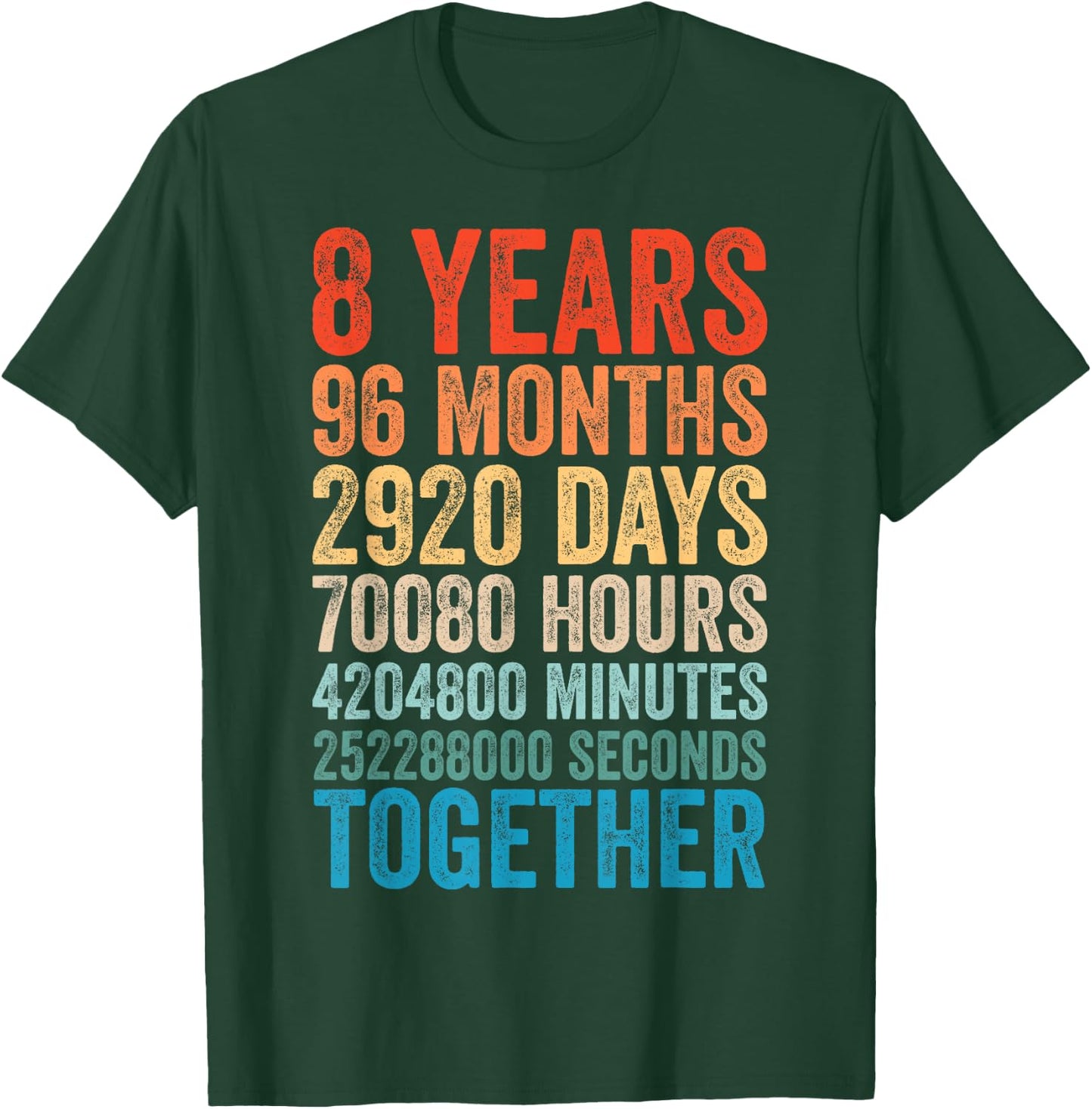 8 Year Anniversary Him Her Couple 8th Wedding T-Shirt - T-Shirt | Forest