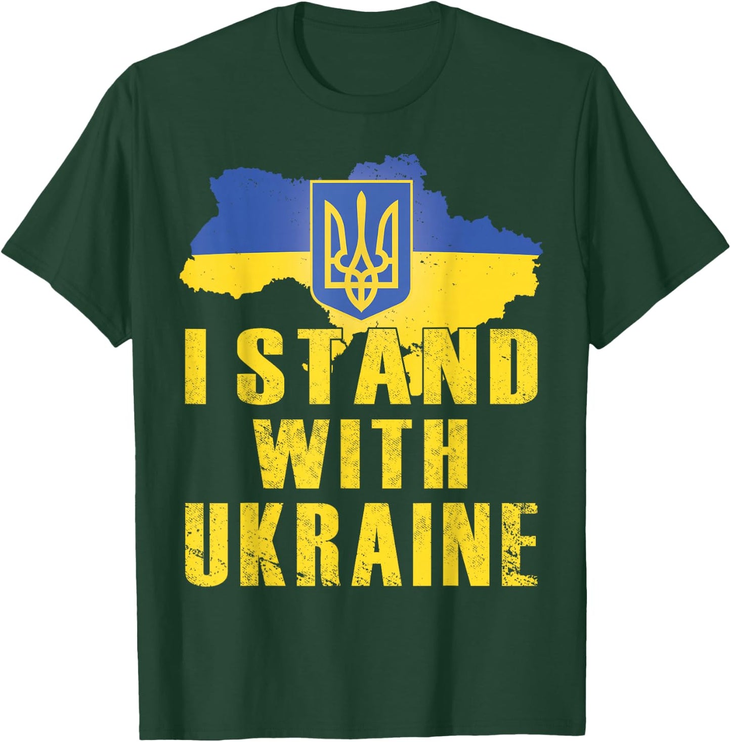I Stand With Ukraine Shirt Ukrainian Flag Zelensky Tryzub T-Shirt - T-Shirt | Forest