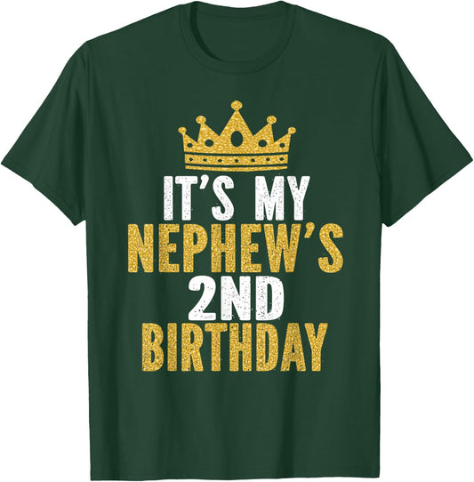 It's My Nephew's 2nd Birthday 2 Years Old Family Matching T-Shirt - T-Shirt | Forest