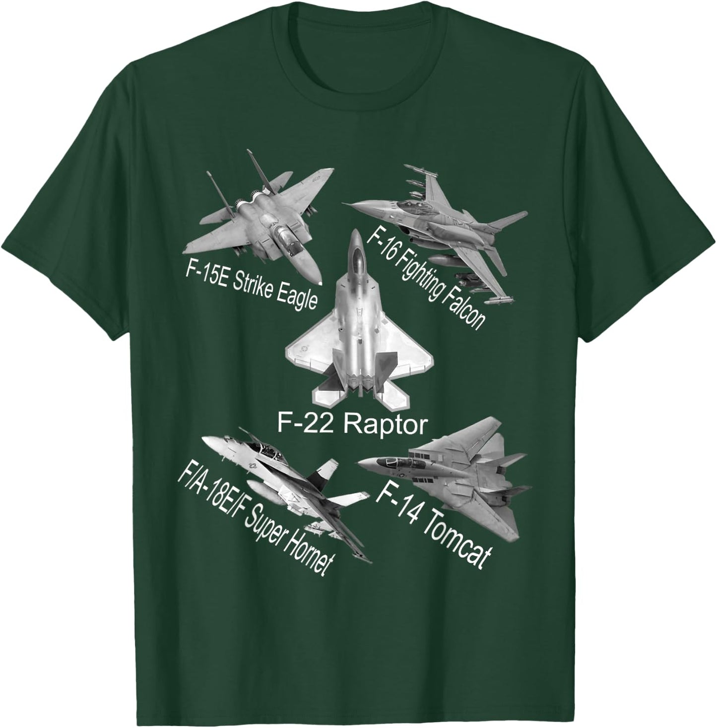 American Fighters Jets F22 Raptor F14 Tomcat Plane Spotting T-Shirt - T-Shirt | Forest