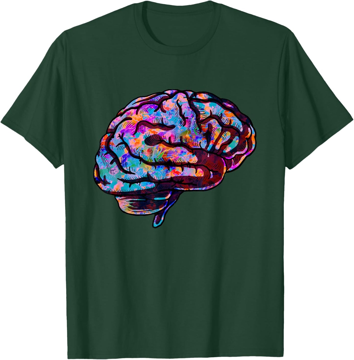 Phsychedelic Art Tie Dye Human Brain Cool Neurologist Gift T-Shirt - T-Shirt | Forest