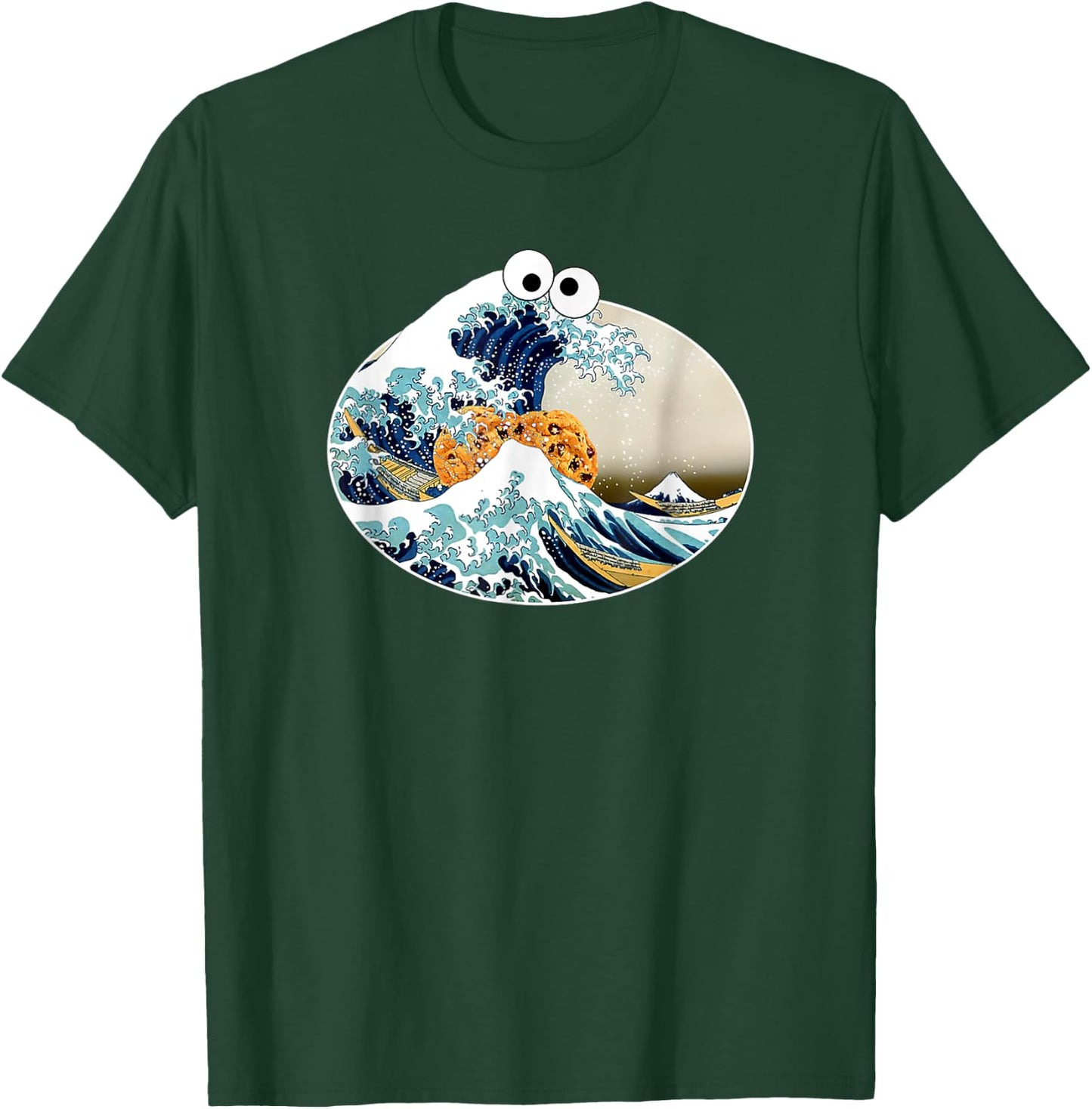 The Great Cookie Eating Wave Off Kanagawa - Googly Eyes Art T-Shirt - T-Shirt | Forest