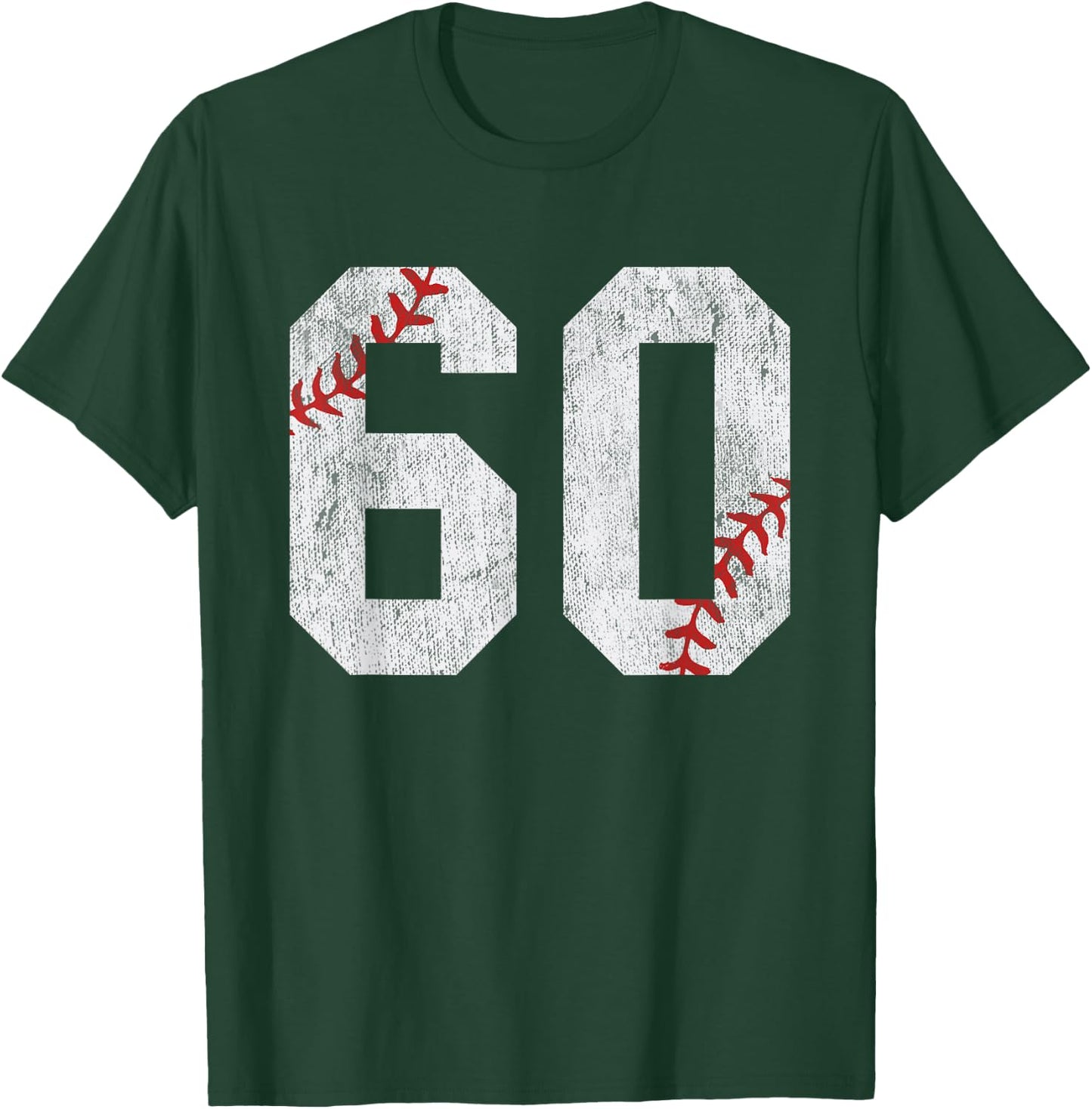 Number #60 Vintage 60th Birthday Baseball Lover 60 Years Old T-Shirt - T-Shirt | Forest