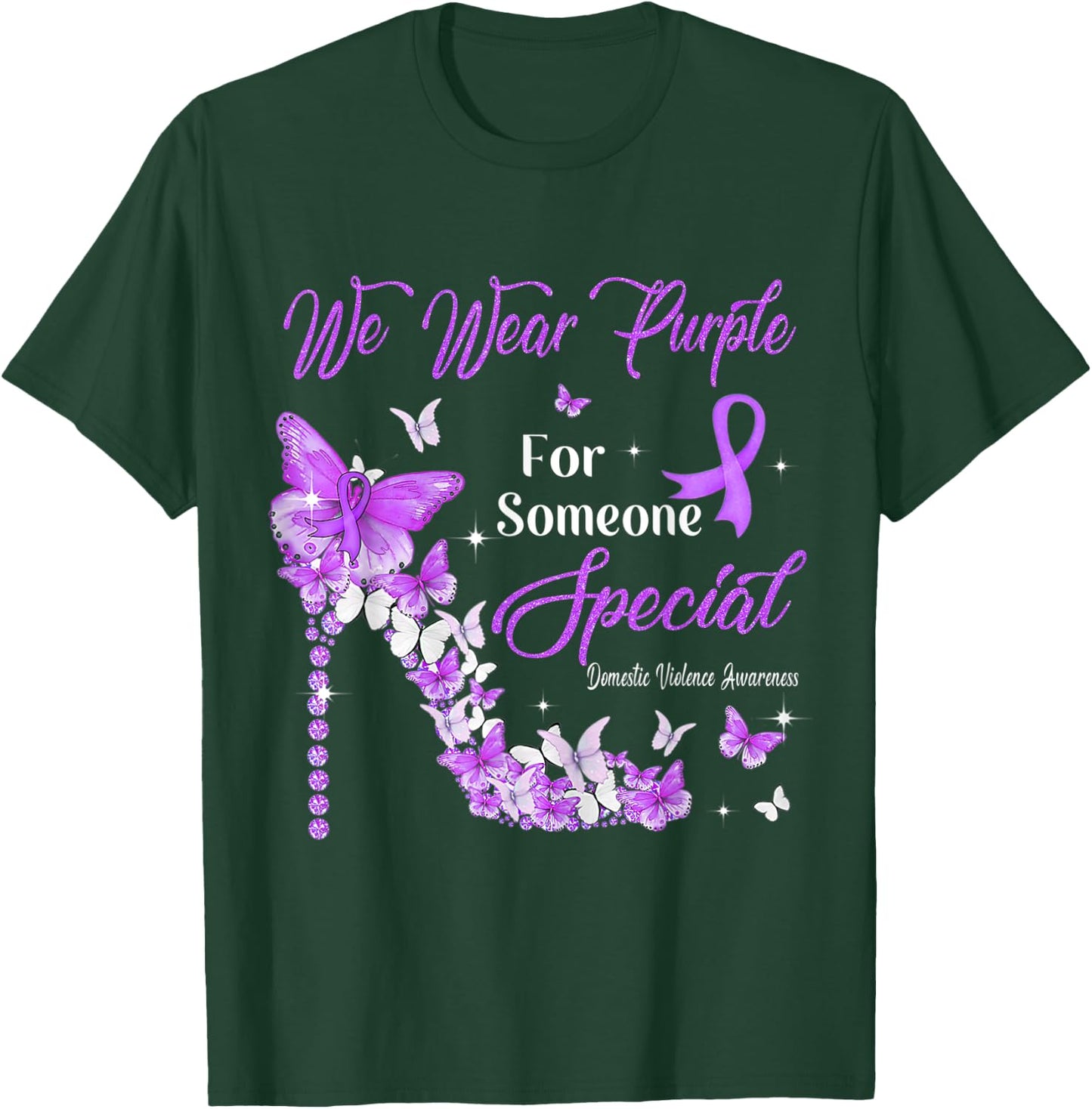 We Wear Purple Butterflies Domestic Violence Awareness T-Shirt - T-Shirt | Forest
