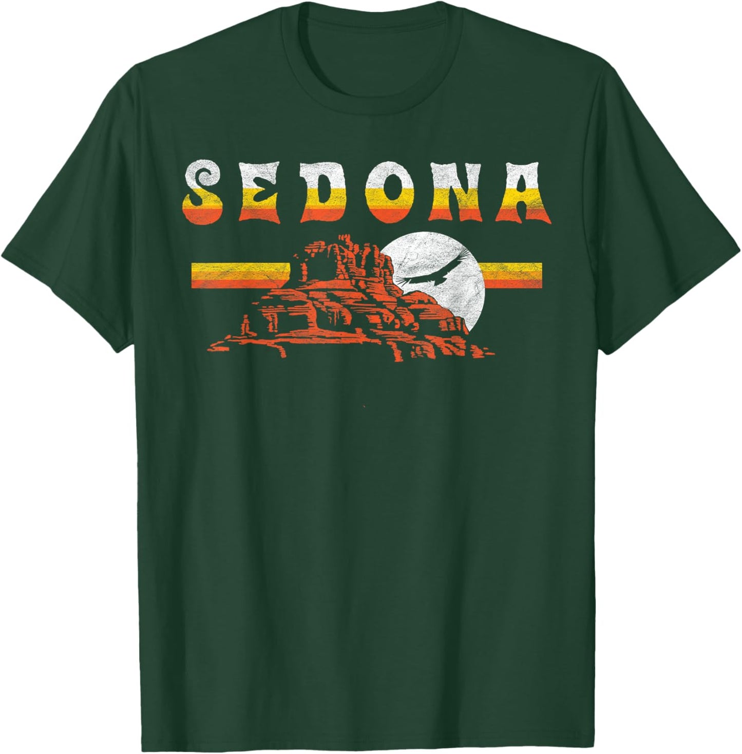 Sedona Arizona Vintage Distressed Bell Skirt Hiking Retro T-Shirt - T-Shirt | Forest