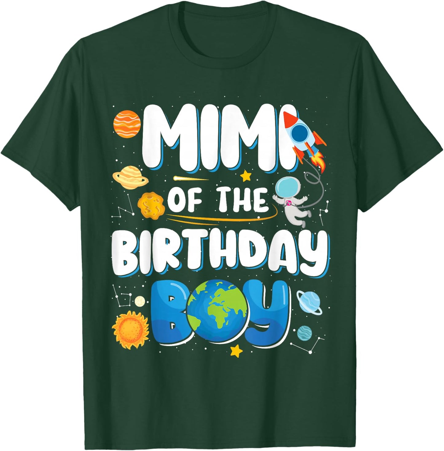 Mimi of The Birthday Boy Astronaut Family Space Planets T-Shirt - T-Shirt | Forest