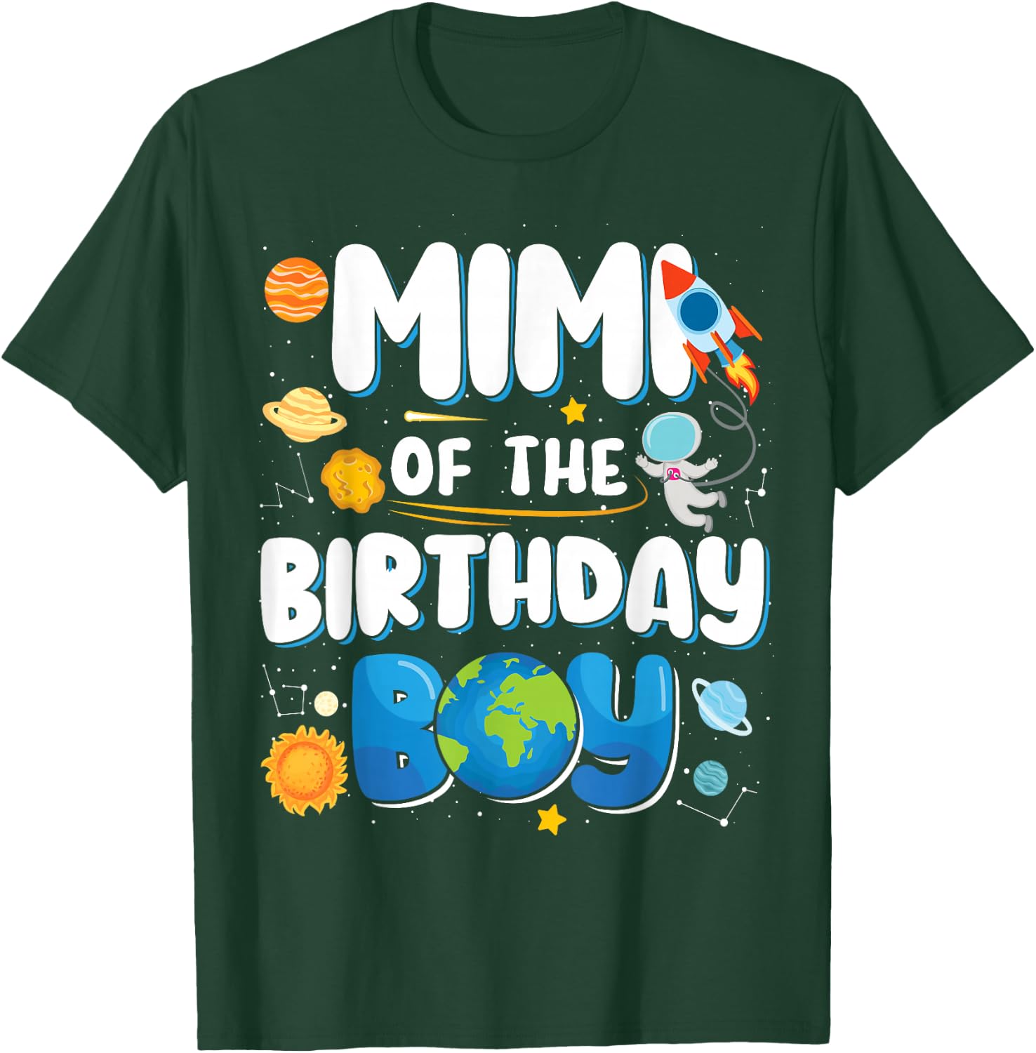 Mimi of The Birthday Boy Astronaut Family Space Planets T-Shirt - T-Shirt | Forest