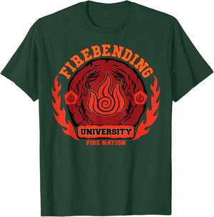 Fire Bending University Logo Fire Nation T-Shirt - T-Shirt | Forest