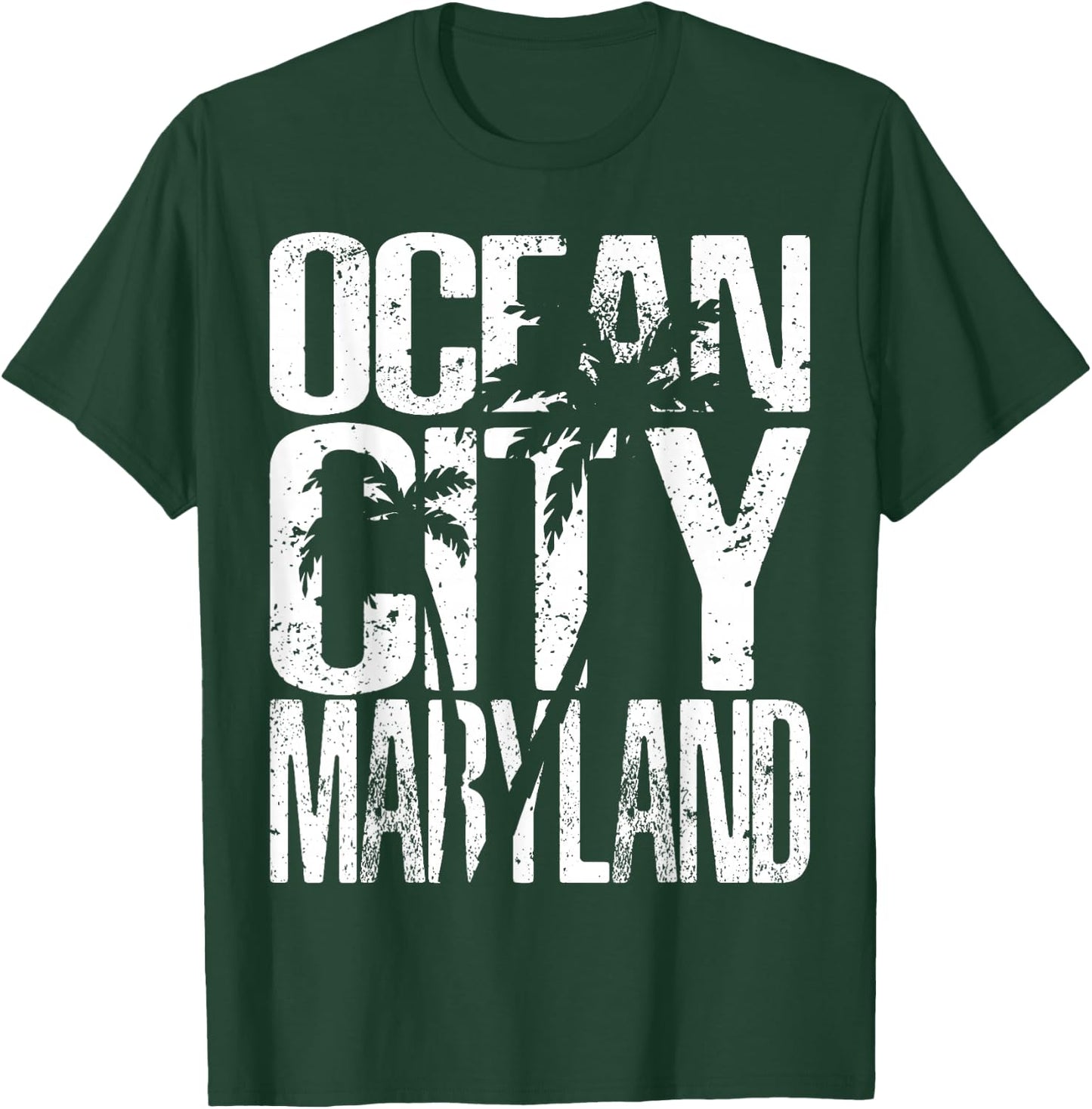 OCMD Ocean City Maryland retro vintage palm tree T-Shirt - T-Shirt | Forest