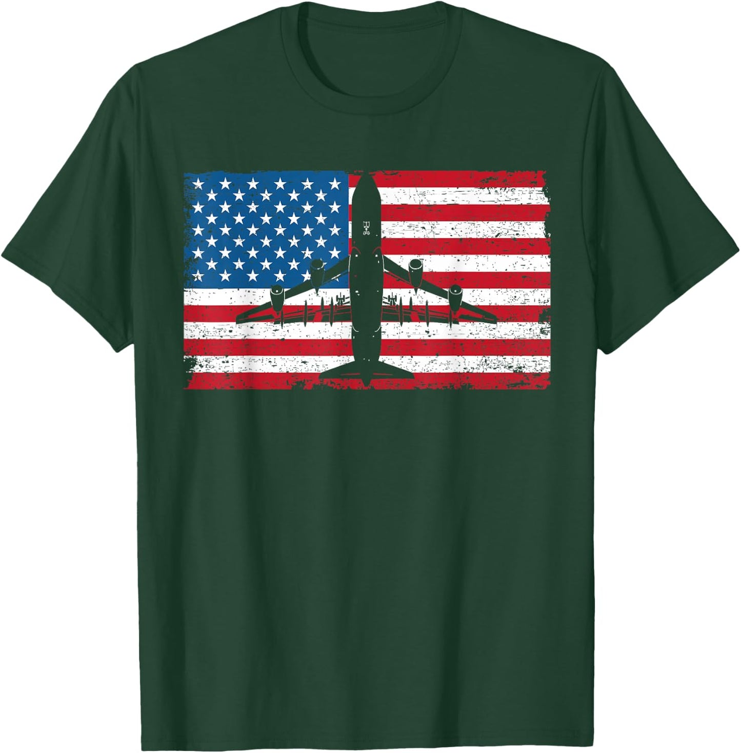 Patriotic KC-135 Stratotanker jet American flag T-Shirt - T-Shirt | Forest