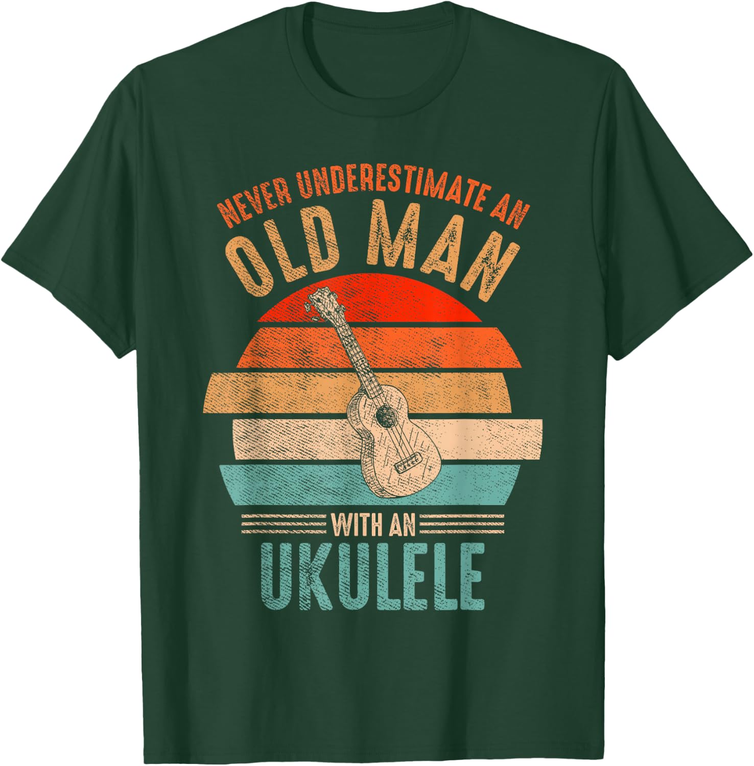 Vintage Never Underestimate An Old Man With An Ukulele T-Shirt - T-Shirt | Forest