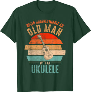 Vintage Never Underestimate An Old Man With An Ukulele T-Shirt - T-Shirt | Forest