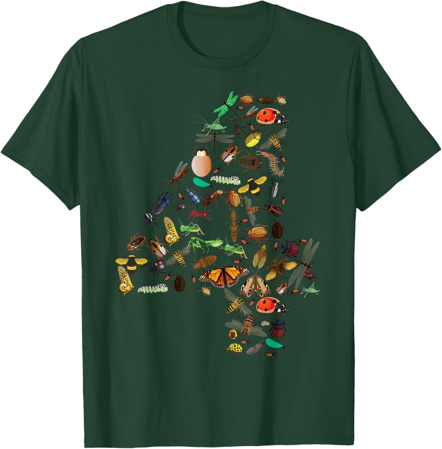 Funny Bugs 4th Birthday Gift | Cute 4 Years Old Boy Girl Kid T-Shirt - T-Shirt | Forest