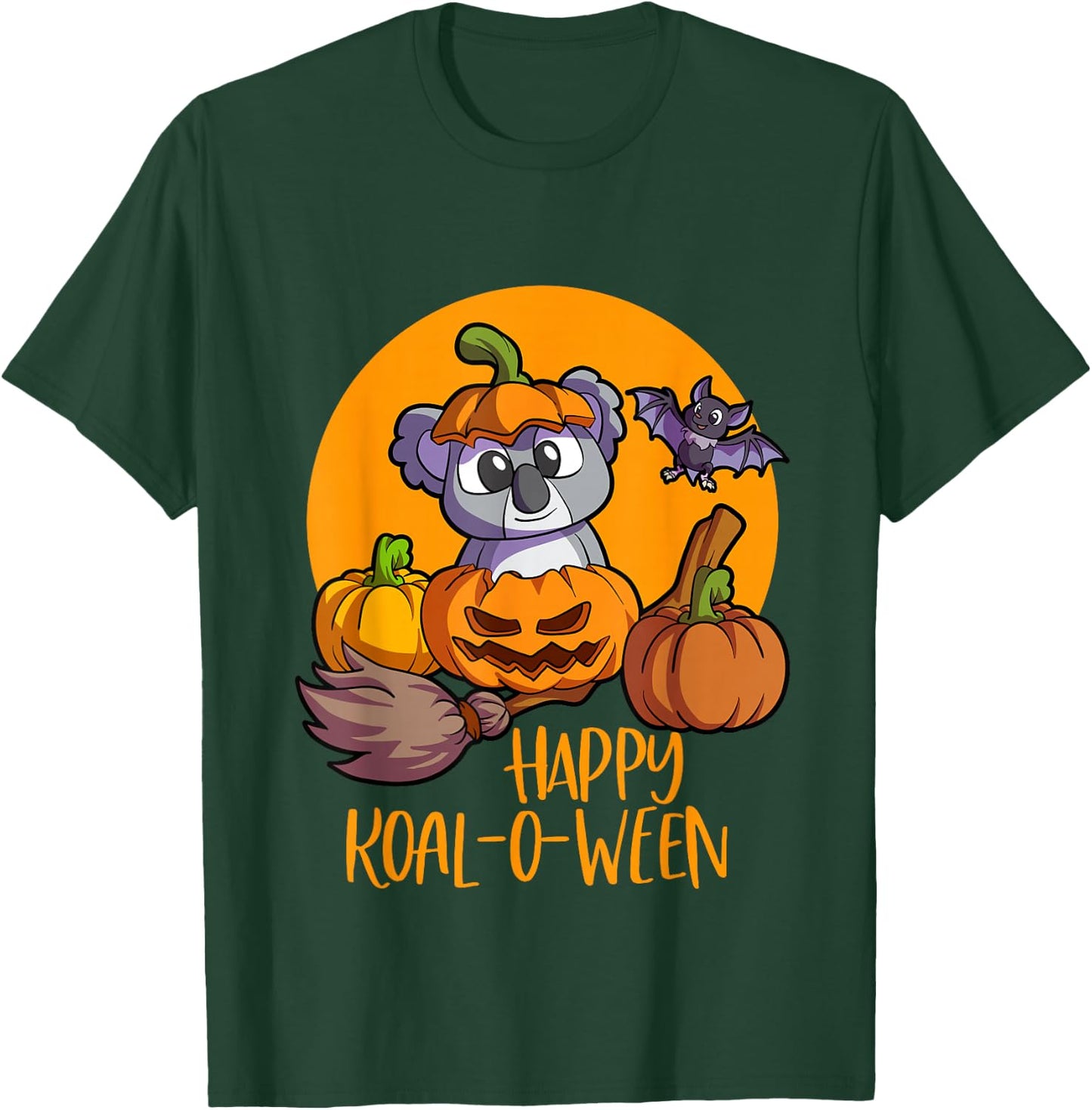 Koala on Pumpkin Witch Hat Pumpkin Face Halloween Koala T-Shirt - T-Shirt | Forest