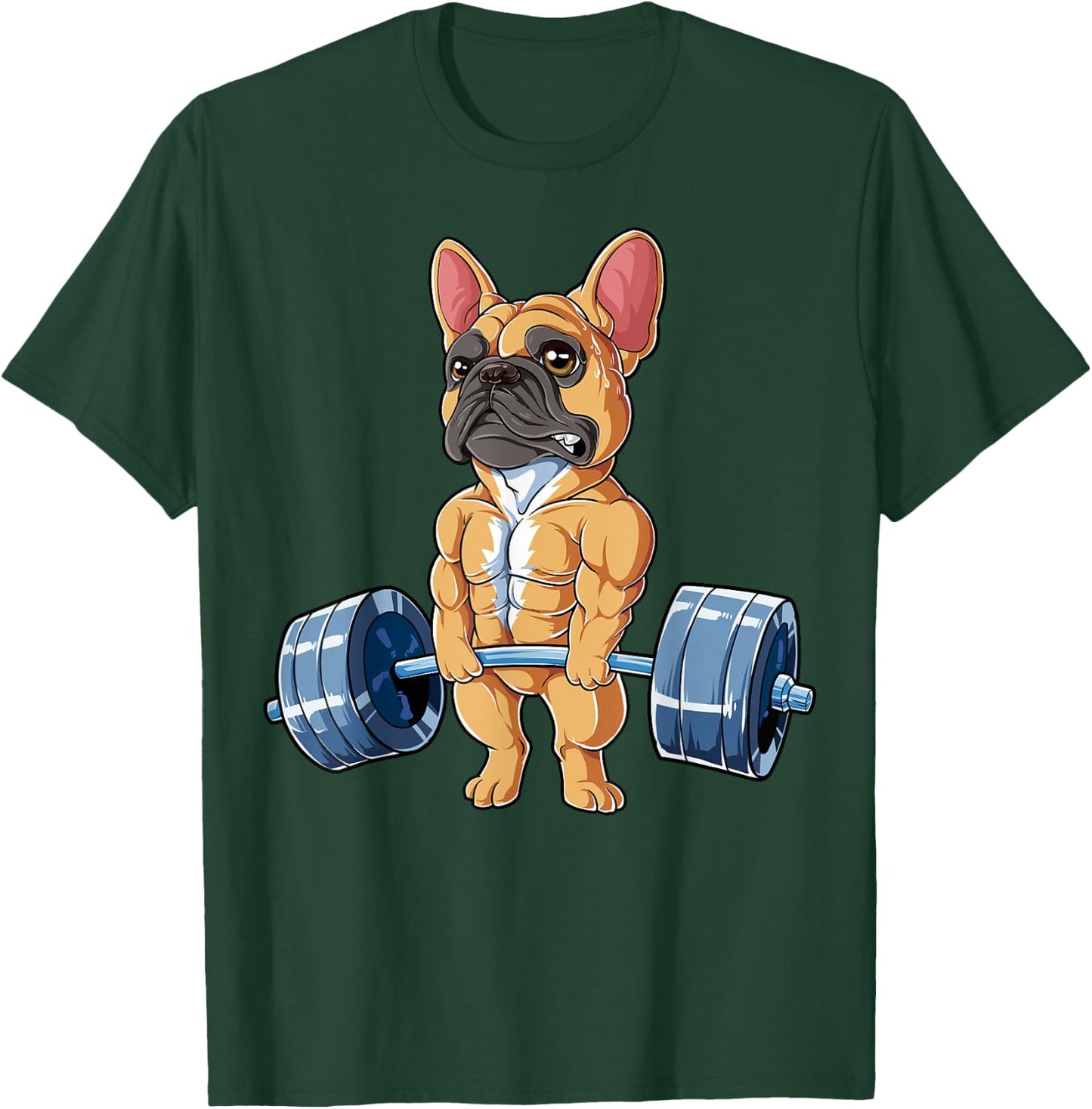 French Bulldog Weightlifting Funny Fawn Deadlift Fitness Gym T-Shirt - T-Shirt | Forest