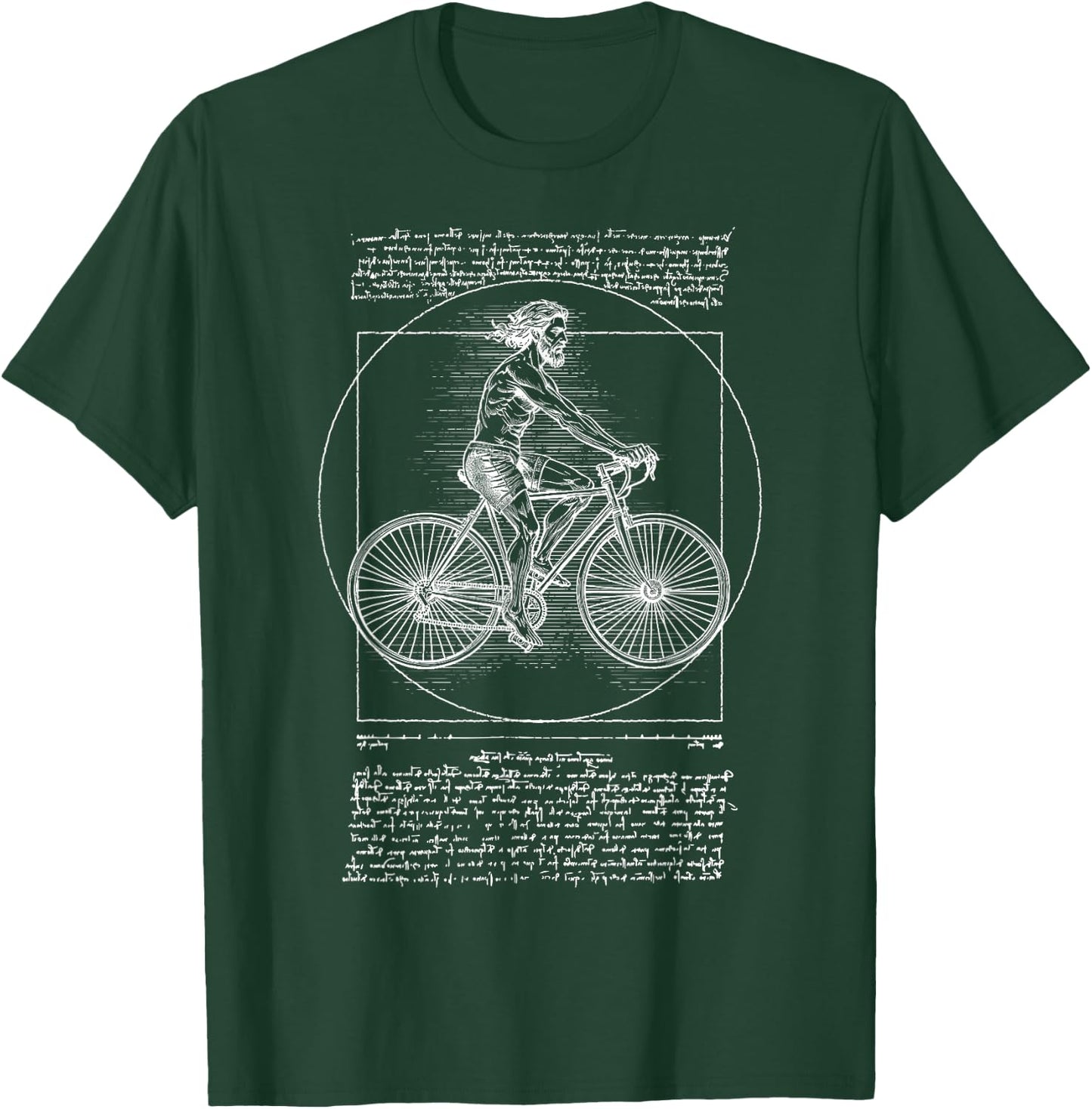 Vitruvian Man Bicycle Cyclist Leonardo Da Vinci Cycling T-Shirt - T-Shirt | Forest