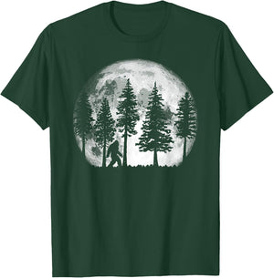 Bigfoot in the Forest Hiding at Night Full Moon Trees Nature T-Shirt - T-Shirt | Forest
