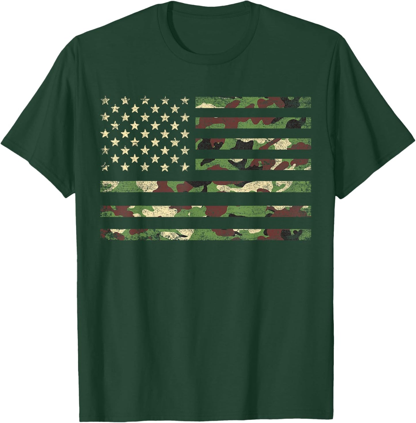 Patriotic USA Flag 4th of July Camo American Flag Camouflage T-Shirt - T-Shirt | Forest