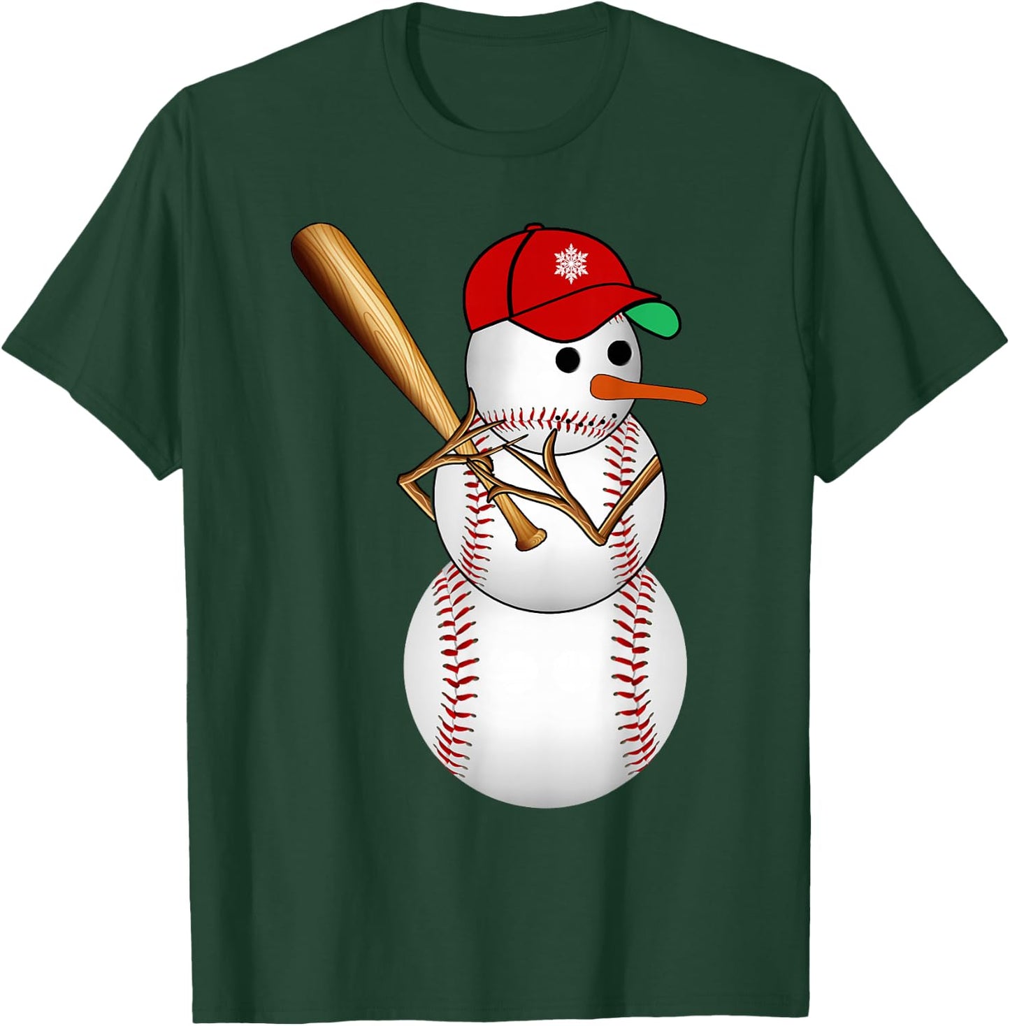 Baseball Snowman Balls Snow Christmas Xmas Gifts Men Women T-Shirt - T-Shirt | Forest