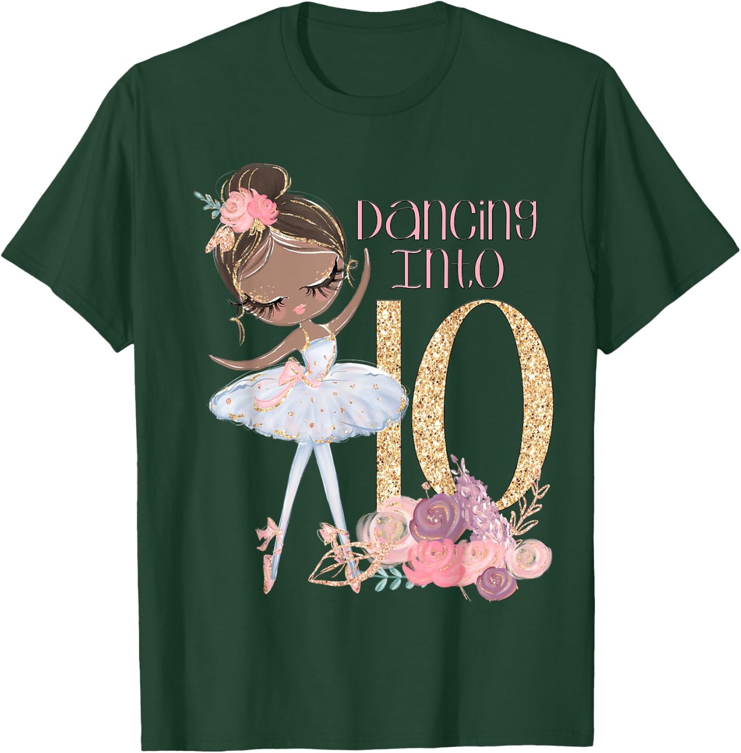 10th Birthday Ballerina Party Ballet Black Dancer Tutu Ten T-Shirt - T-Shirt | Forest