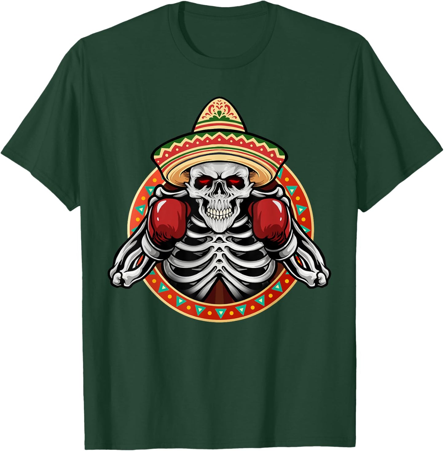 Cinco de Mayo Mexican Vintage style boxing Great skeleton T-Shirt - T-Shirt | Forest