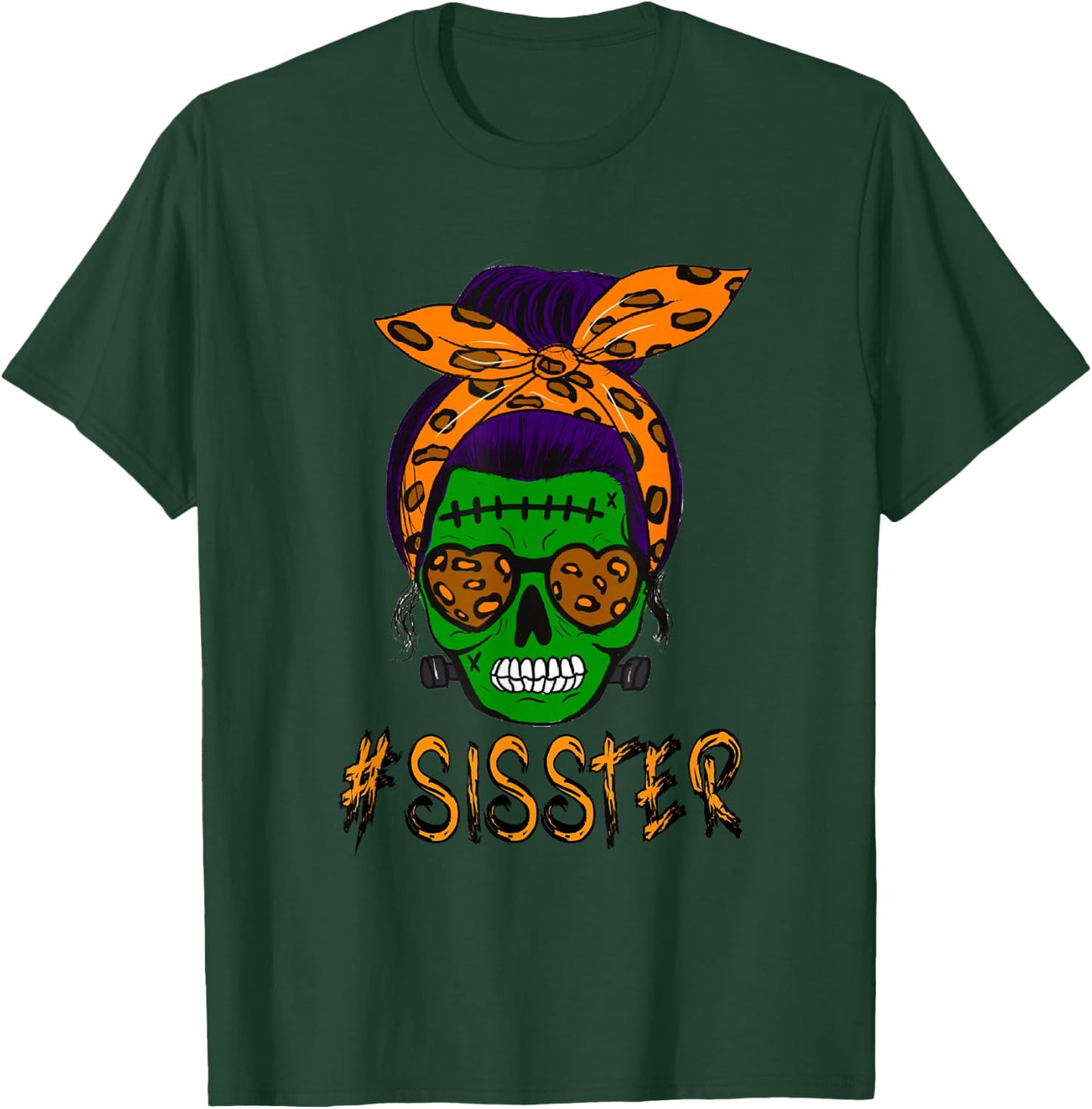Monster Skull Sisster Sister Halloween Matching Family T-Shirt - T-Shirt | Forest