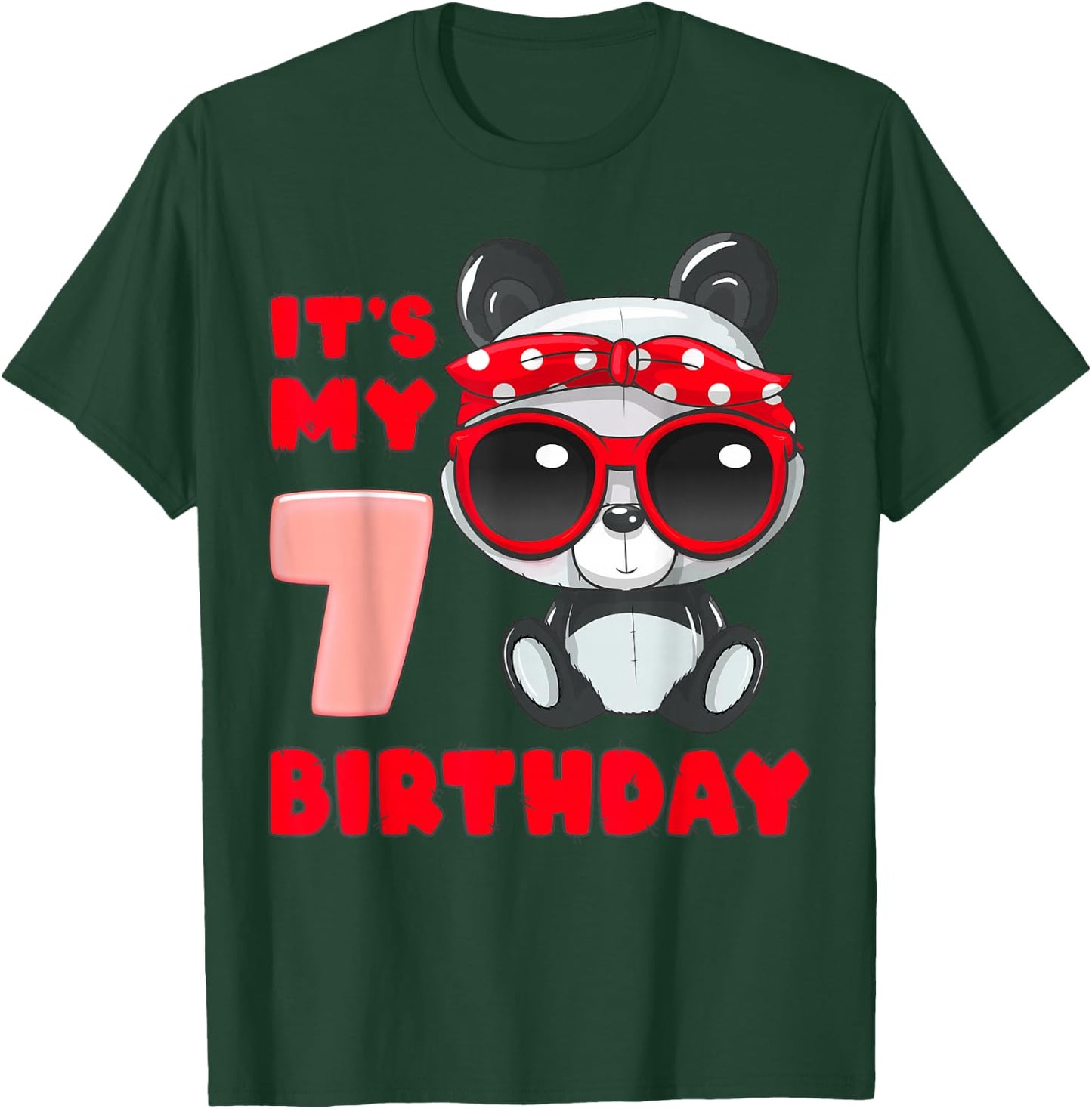 Birthday Girl 7 Year Old, Panda, It's My 7th Birthday T-Shirt - T-Shirt | Forest