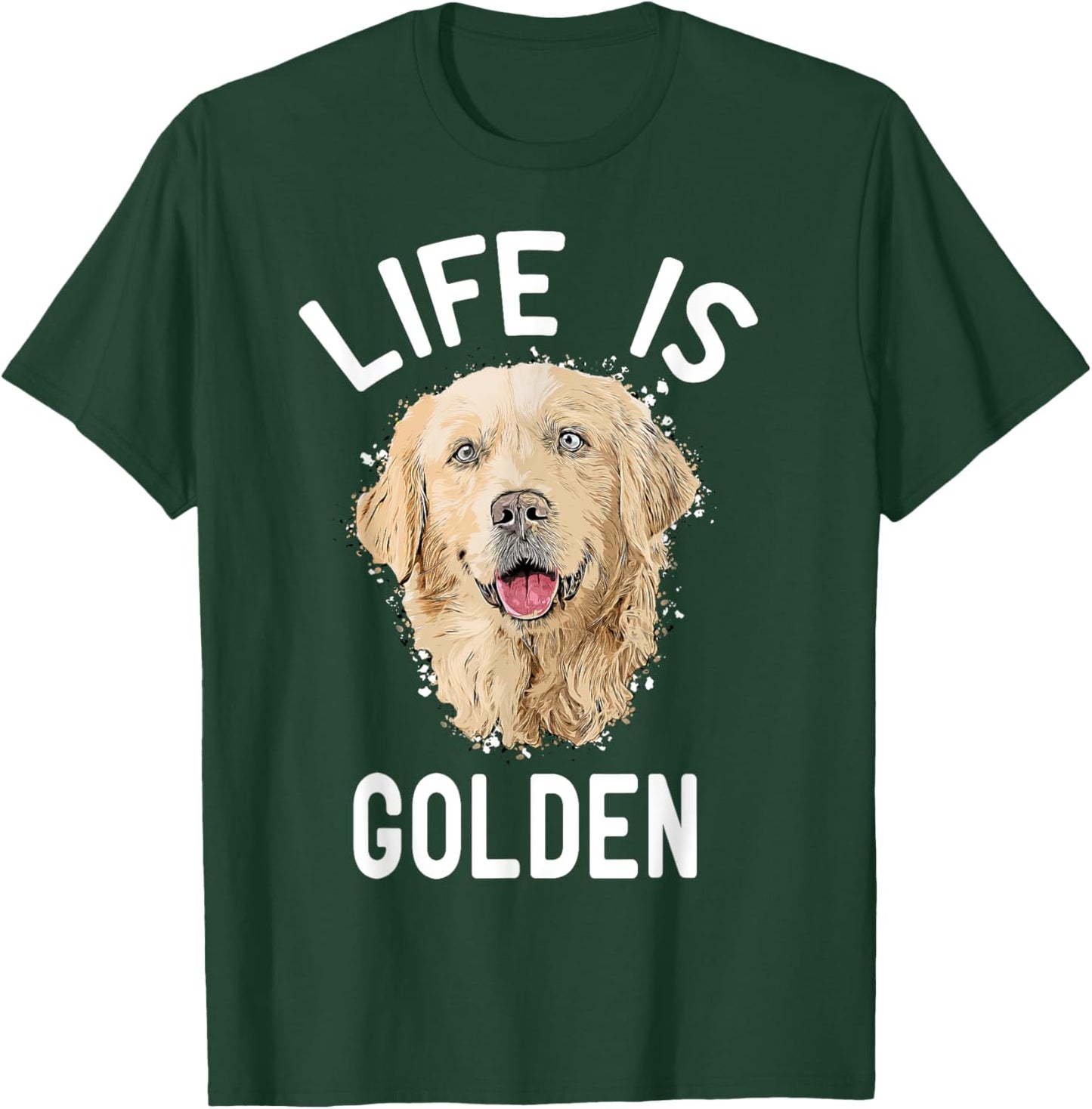 Cartoon Golden Retriever Gift Life is Golden Retrievers T-Shirt - T-Shirt | Forest