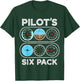 Pilot Flight Airplane Shirts 360 | Six Pack | Flight Instruments Aviation Shirt T-Shirt - T-Shirt | Forest