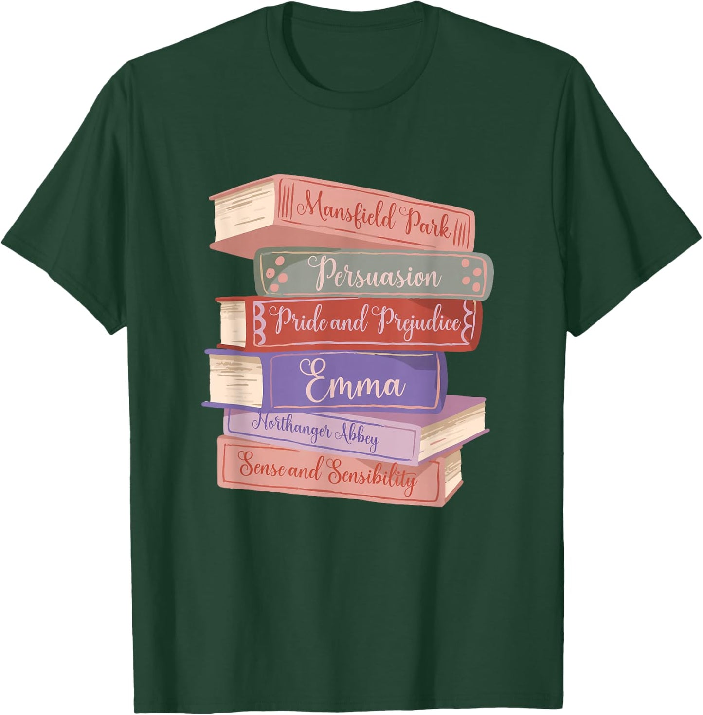 Literacy Austen Novels Romance Books Literary Jane Austen Small T-Shirt - T-Shirt | Forest