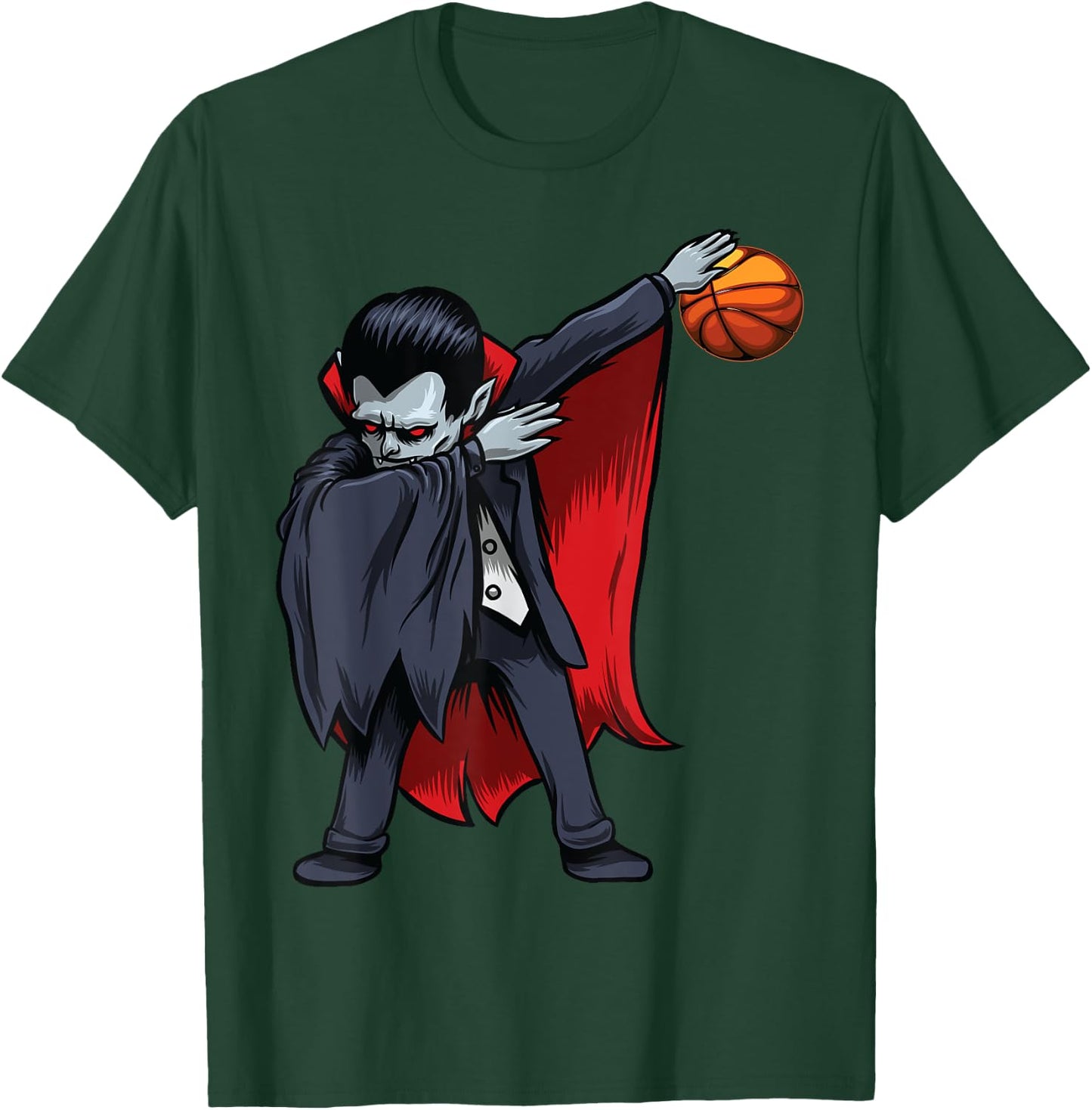 Basketball Dracula Dabbing Men Boys Kids Funny Halloween Dab T-Shirt - T-Shirt | Forest