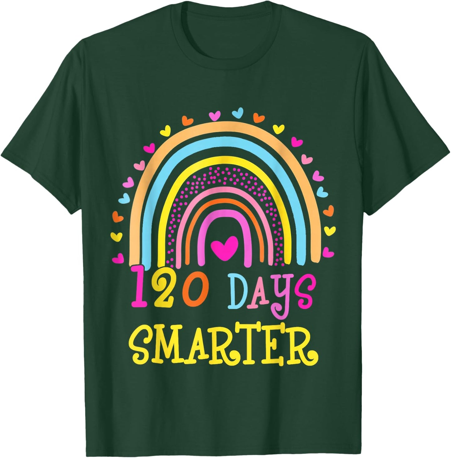 120th Day Of School Teacher 120 Days Smarter Rainbow Boys T-Shirt - T-Shirt | Forest
