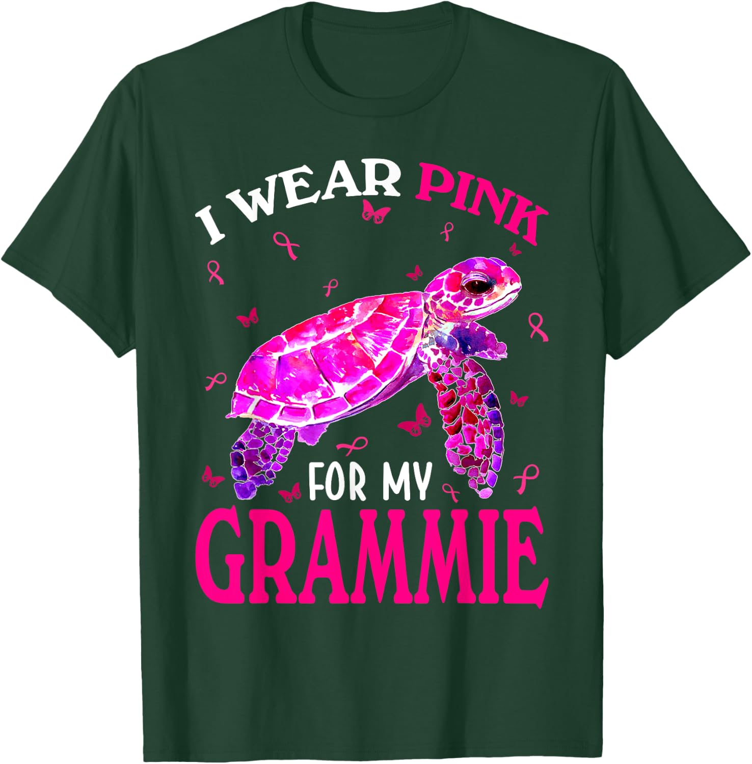 I Wear Pink For My Grammie Breast Cancer Turtle T-Shirt - T-Shirt | Forest