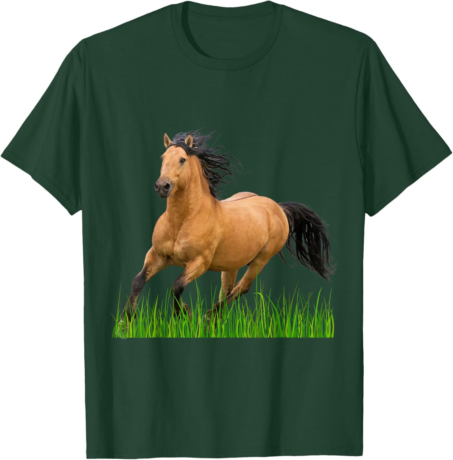 Horse Buckskin Mustang Horse Galloping Wild Horse T-Shirt - T-Shirt | Forest