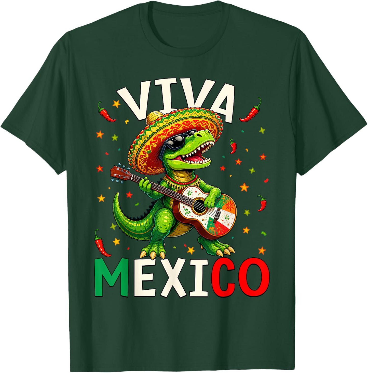 Kids Viva Mexico Shirt Boy Mexican Dinosaur Independence Day T-Shirt - T-Shirt | Forest