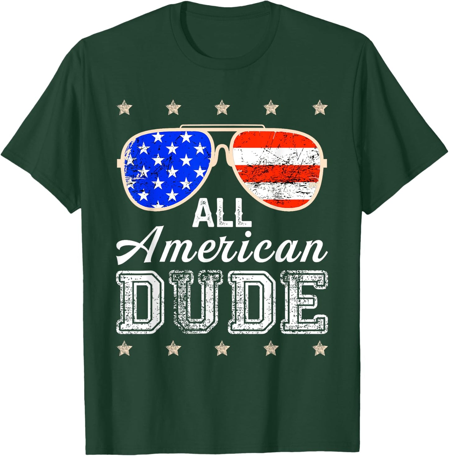 All American Dude 4th of July Family Matching Sunglass USA T-Shirt - T-Shirt | Forest