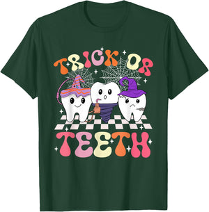 Trick Or Teeth Dentist Dental Hygienist Halloween Costume T-Shirt - T-Shirt | Forest