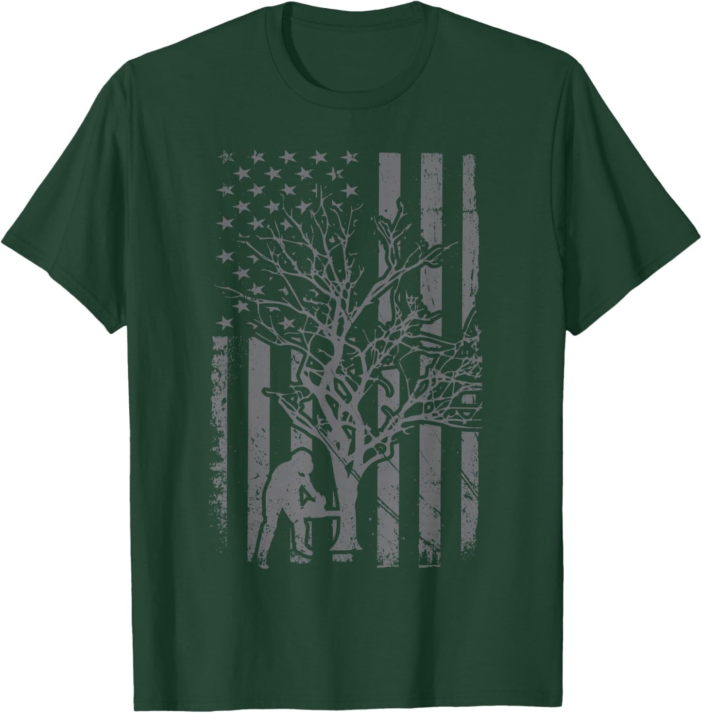 Tree Cutter American Flag Chainsaw Operator Arborist Patriot T-Shirt - T-Shirt | Forest