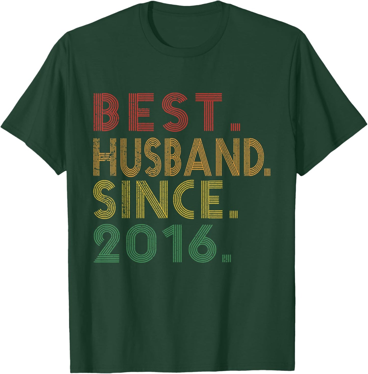 Best Husband Since 2016 Retro Wedding Anniversary Couples T-Shirt - T-Shirt | Forest